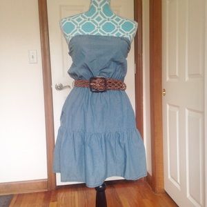 Strapless denim dress