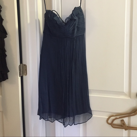 Amsale French Blue Chiffon cocktail Dress Size 8 - Picture 3 of 4