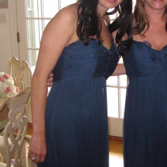 Amsale French Blue Chiffon cocktail Dress Size 8 - Picture 4 of 4