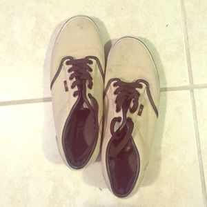 Mens Khaki with Leather trim vans