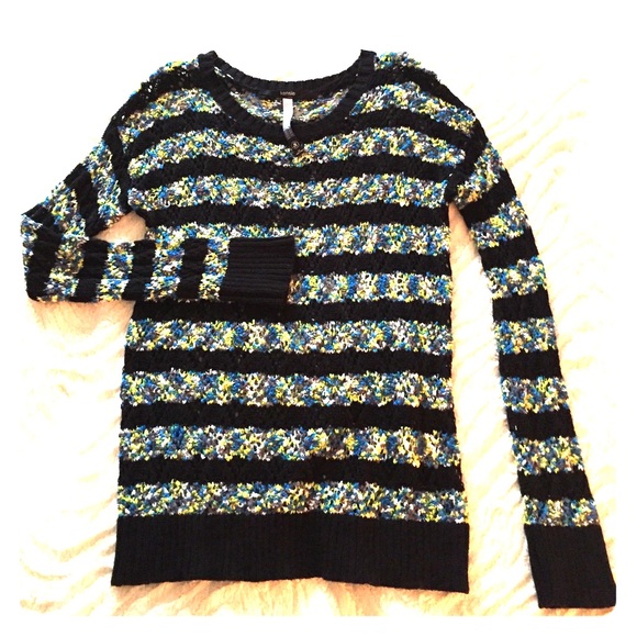 Kensie striped open knit sweater