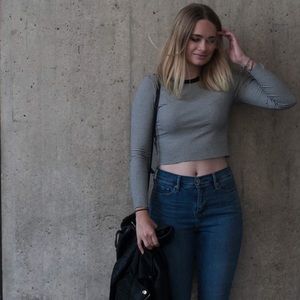 Urban outfitters long sleeve striped crop