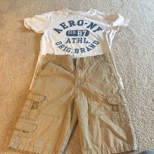 Short and tee outfit.