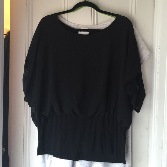 Black Sheer Overlay Shirt