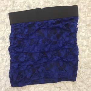 2bBebe blue ruffle mini skirt