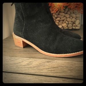 Loefffler Randall black suede booties.