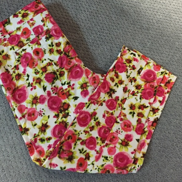 Ann Taylor flowered ankle pants
