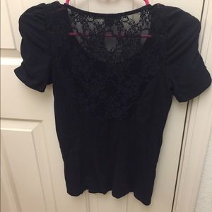 Black Lace Back Fitted Top
