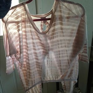See through light pink top