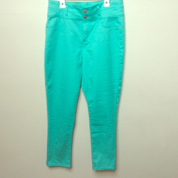 Teal high waist skinny ankle pant