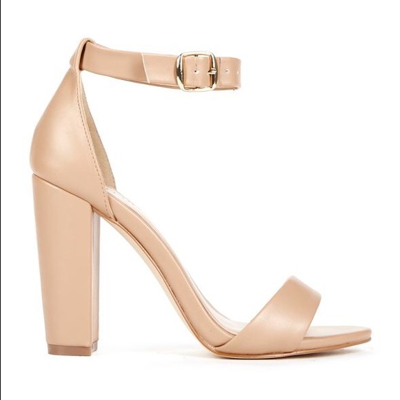 Nude block heel sandals