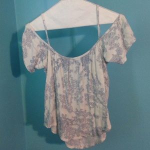 Paisley open shoulder crop top