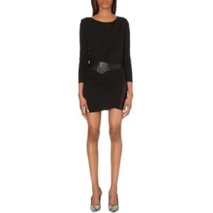 The Kooples black leather panel minidress