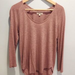 Madewell Anthem Scoop Neck Tee Mauve 3/4 Sleeve