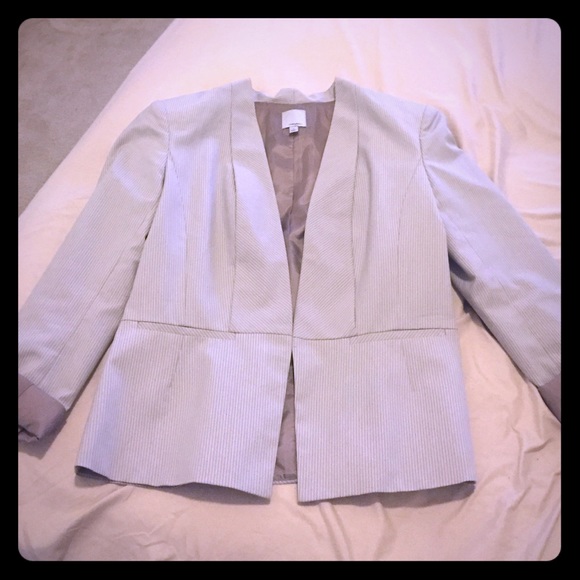 Tan and white pinstriped blazer