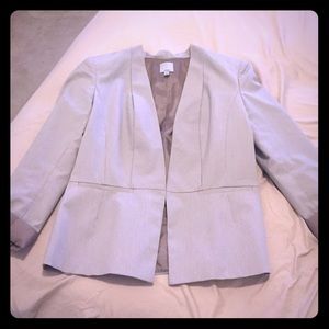 Tan and white pinstriped blazer