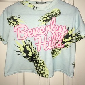 Cropped Top Graphic Stretch Tee