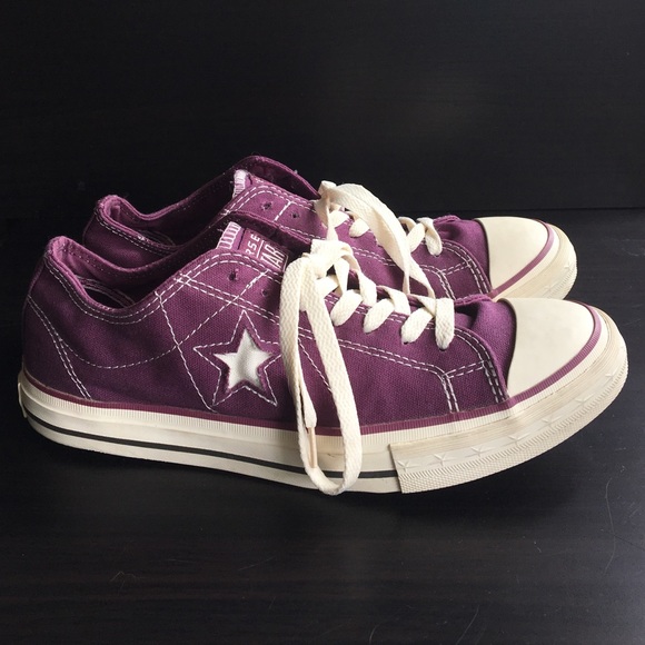 Purple Converse One Star shoes
