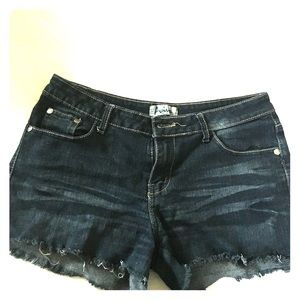 Blue jean fringe shorts