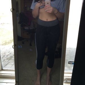 Cropped black, grey, and white workout leggings