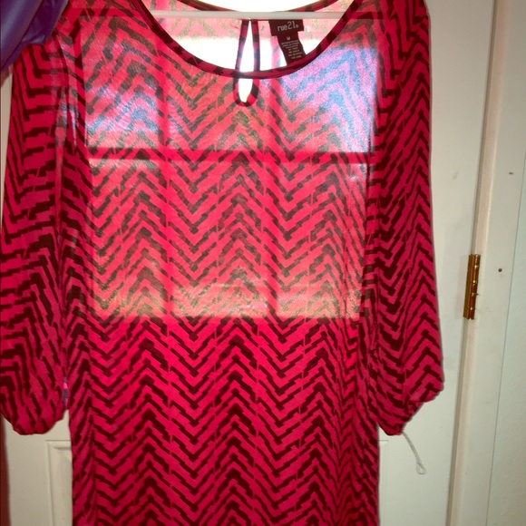 Red and black dressy top.