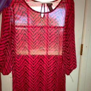 Red and black dressy top.