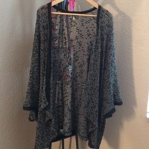 UO Sparkle & Fade black and grey kimono cardigan