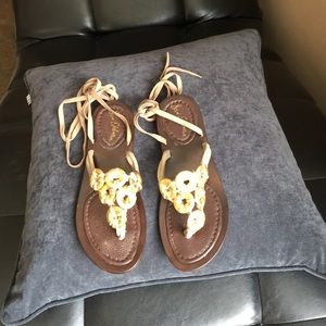 Sandals worn once/ straps are very soft leather.