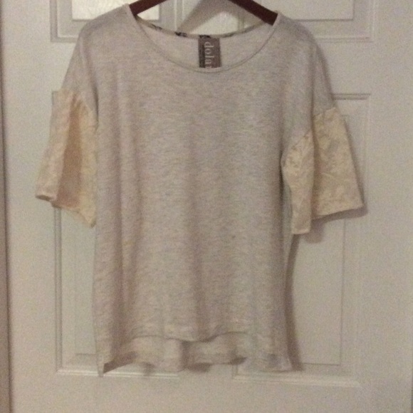 Anthro Dolman top with lace sleeves