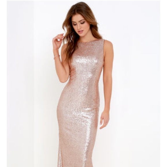 Slink & Wink Matte Rose Gold Sequin Dress by Lulus