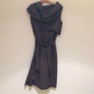 All Saints brown silk trench coat dress.