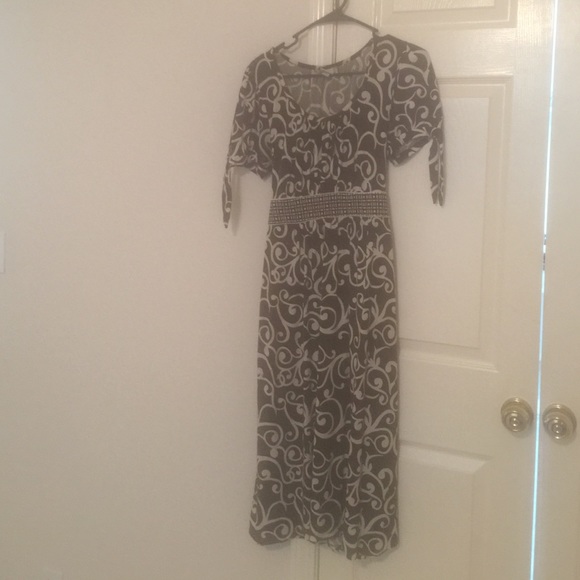 Brown and white dress