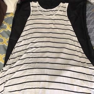 Acemi striped dress. White with navy stripes.
