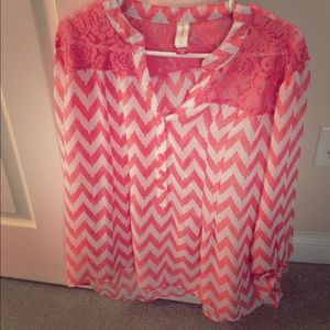 Orange chevron design light summer blouse