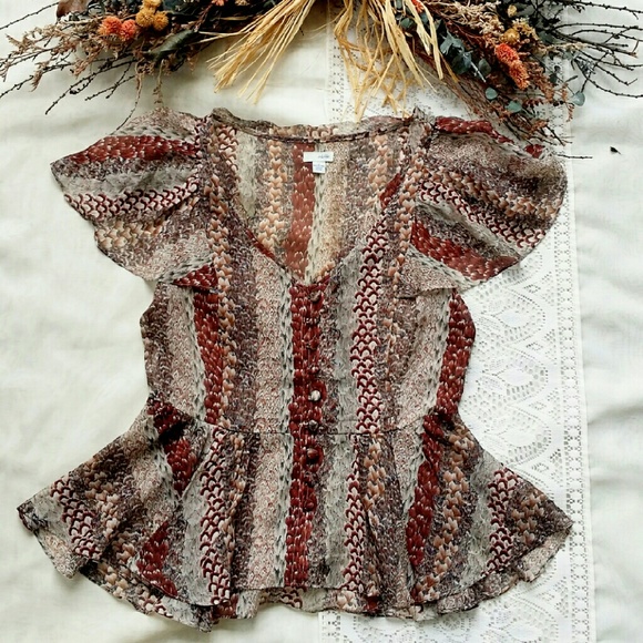 SOLD Anthropologie odille boho print hi low peplum