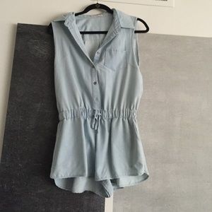Denim looking button up romper
