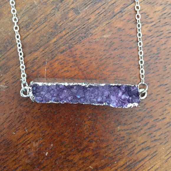 Druzy bar pendant necklaces - Picture 2 of 3