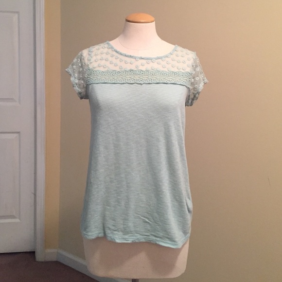 Cotton and lace tee