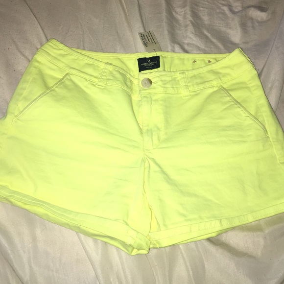 Neon yellow boyfriend shorts