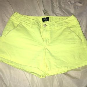 Neon yellow boyfriend shorts