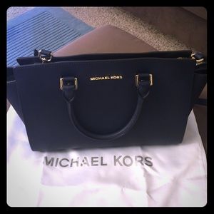 Blue Leather MK Bag