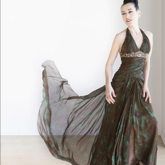 Sherri Hill BG Haute bronze / emerald gown