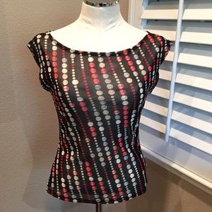 Shameless Size XL Mesh Top black/polka dot