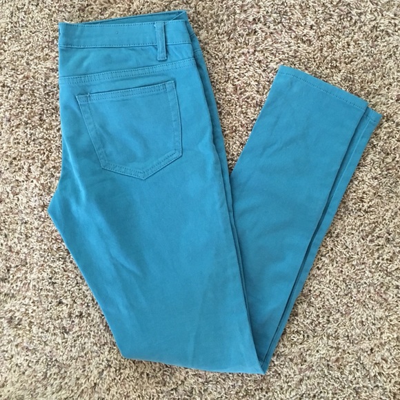 Turquoise stretchy skinny jeans