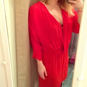 Parker red low cut dress