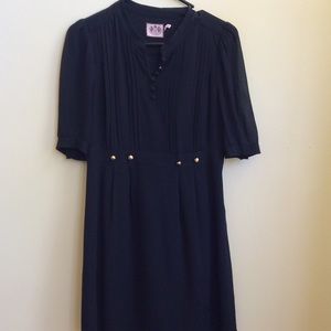 Juicy Couture Black Pleated Dress w/Gold Buttons