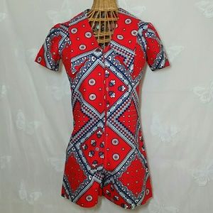 Vintage bandanna print romper