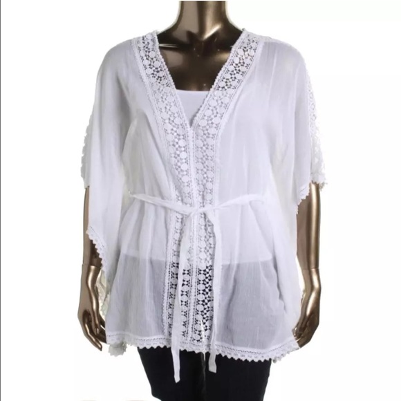 L'Affaire Tops - L'Affaire Flowy Sheer Caftan White XL