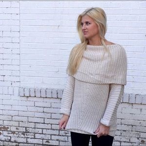 Tan, over-sized sweater.