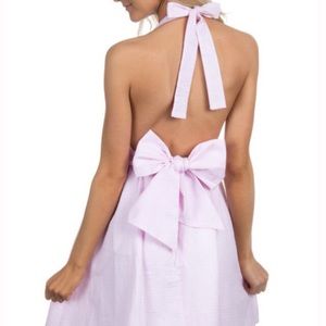Lauren James Backless Pink and White Seersucker